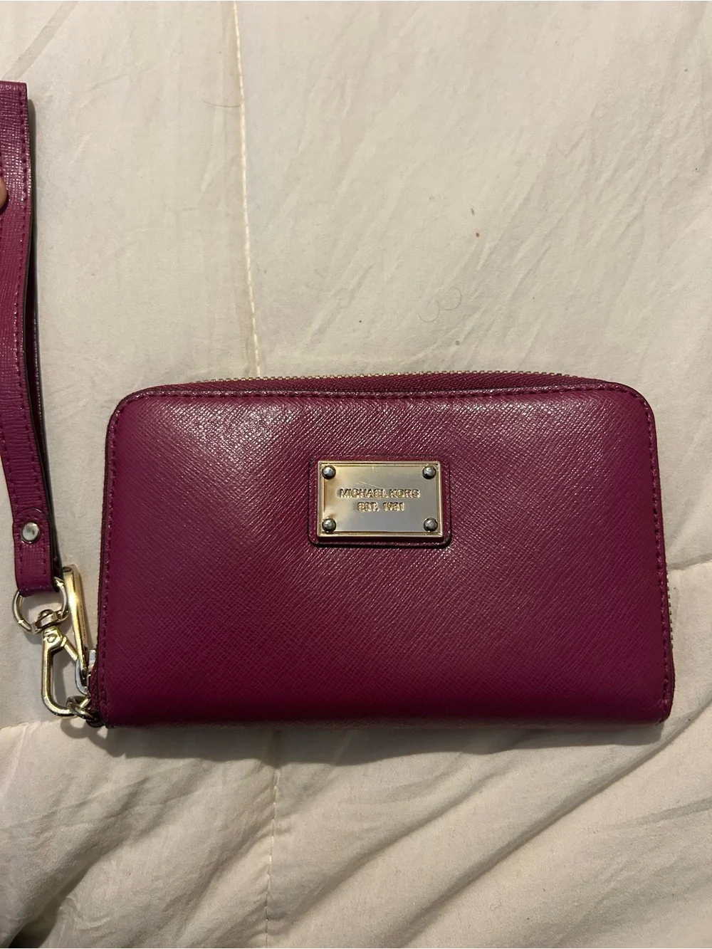 Michael Kors Berry Saffiano Leather Wristlet